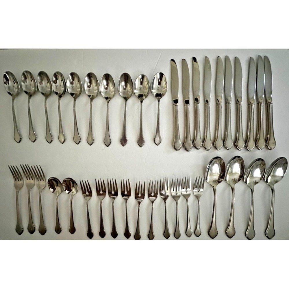 Wm a Rogers Summer Mist Stainless Flatware Autumn Glow 39 Pc Fork Spoon Knife
